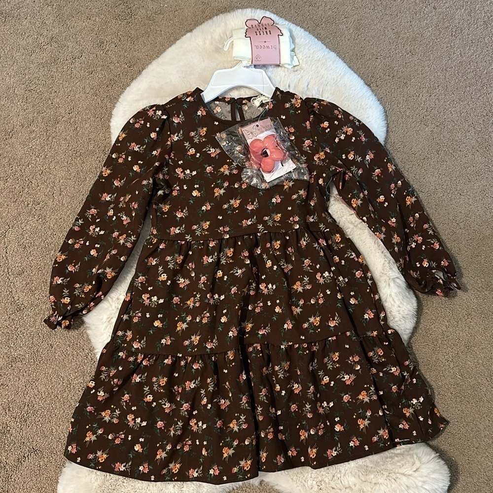 Girls fall Floral Dress and accessories